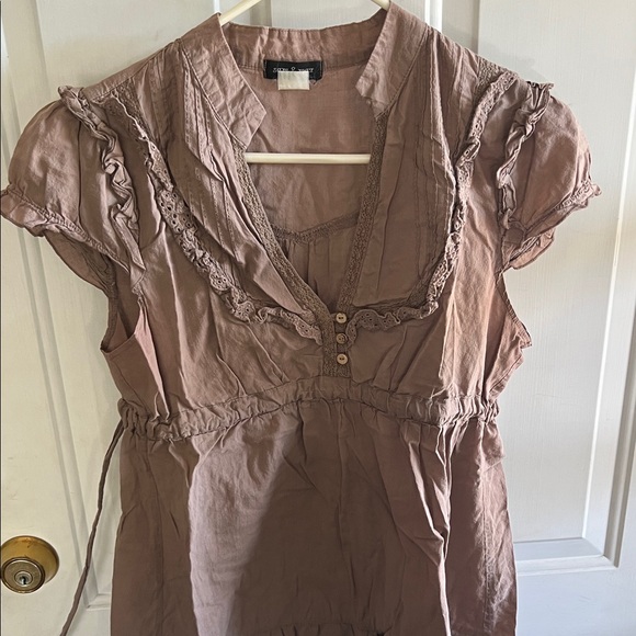 Sam & Max Ruffled Brown Blouse - Picture 2 of 5